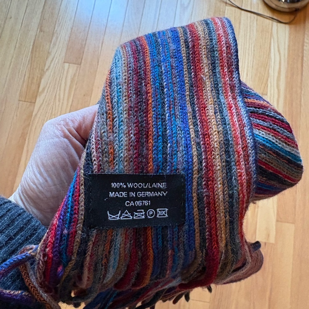 100% wool scarf, men, woman, unisex, multicoloured stripes, like new! - Picture 5 of 7